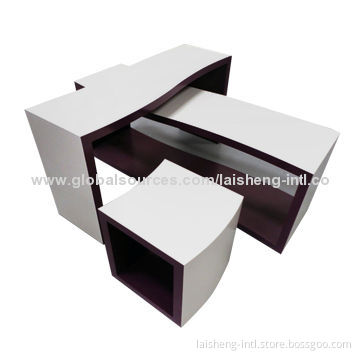 Nest of Tables with Finished White and Purple Paint, Customized Designs are Available